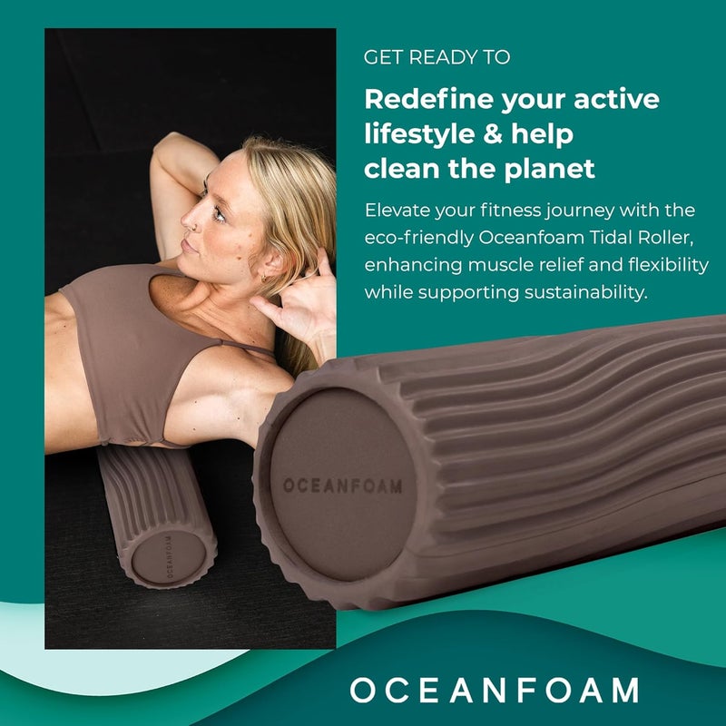 Oceanfoam Tidal Roller - Espresso - Muscle Massage Foam Roller for Back Pain & Stretching - Firm and Ergonomic Wide Wave Textured - Yoga, Athletics, & Wellness - Full Size, 20" x 5" - Image 3